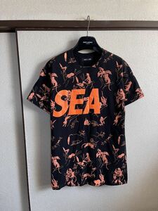 【良品】【送料最安360円】 WIND AND SEA ウィンダンシー T-SHIRT PATTERN Tシャツ カットソー 総柄 半袖 BLACK ブラック 即決早い者勝ち