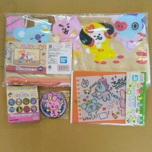 BT21 ART 一番くじ B賞 ブランケット F賞　ステーショナリーコレクション クリアファイル G賞 ラバーコースター 