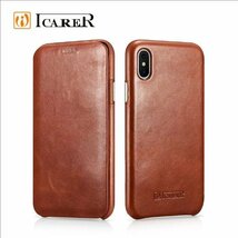 【正規品】iCARER iPhone XS Max用本革 手帳型 曲線 エッジ ビンテージ レザー フリップケース マグネット吸着Curved Edge 赤_画像8