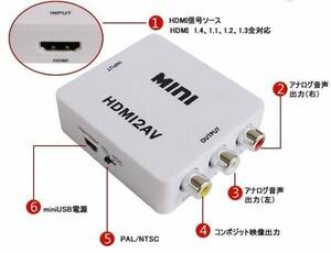 HDMI to AV(CVBS) конвертер HDMI-RCA видео L/R аудиовыход 1080P