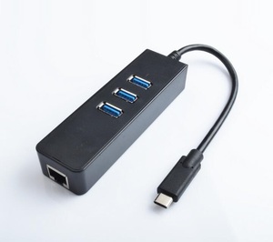 USB3.1 Type C to 3ポートUSB3.0ハブ付 ハイスピード イーサネット有線LANアダプタ