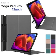 Lenovo Yoga Tab 13インチ YT-K606F用PUレザー マグネット開閉式 タブレットカバーケース スタンド機能 ダークグリーン_画像1