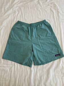 美品 patagonia バギーズロング S LBYG (Light Beryl Green) グリーン baggies ショーツ キャンプ アウトドア スイムパンツ 水陸両用 海 山