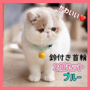 青 ブルー 2個セット 首輪 ペット 猫 犬 鈴 かわいい おしゃれ 鈴付き 黄色い鈴 