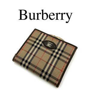 BURBERRY バーバリー 折り財布 ノバチェック がま口 シャドーホース