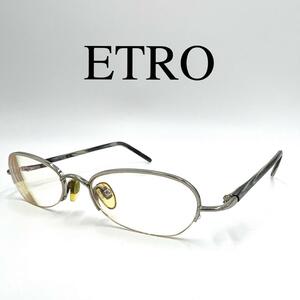 ETRO エトロ メガネ 眼鏡 度入り ワンポイントロゴ メタル ケース付き