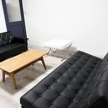 バルセロナチェア 2人掛け イタリアンレザー仕様 色ブラック ミースファンデルローエによるデザイン リプロダクト デザイナーズ家具_画像8