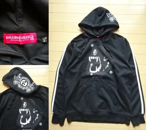 【ROLLING CRADLE】袖ライン入り スウェットパーカー ブラック SIZE:LARGE (ローリングクレイドル)