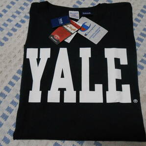 新品！限定！USA製！チャンピオン T1011 Tシャツ YALE ネイビー L 紺 デカロゴ ラバープリント C5-V302 アメリカ製の画像1