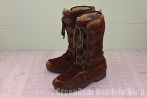 W800* Italy made Vintage La mondialeeskimo- boots real fur tea lady's 24cm