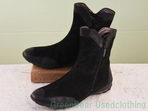 W716* Франция производства [MEPHISTO] женский ботинки замша хороший тест чёрный черный женский US8.5 25.5cm