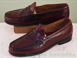 W891*USA made [G.H.BASS&Co] Vintage coin Loafer wise small . is good taste dark red men's 10.5E 28.5cm