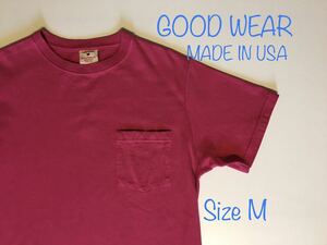 USA製 GOOD WEAR クルーネック Tシャツ 半袖 ヘビーウェイト アメリカ製 グッドウェア 別注 ネオンカラー ピンク