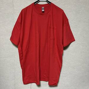 新品未使用 GILDAN ギルダン 半袖Tシャツ ポケット付き レッド 赤 2XL