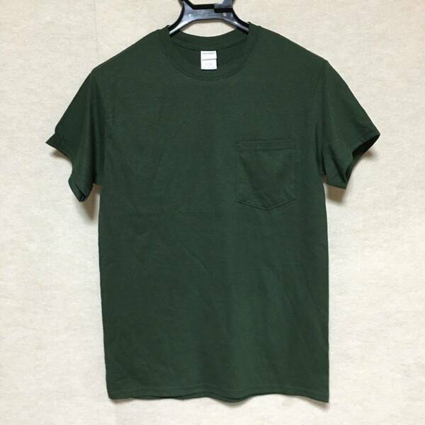 新品未使用 GILDAN ギルダン 半袖Tシャツ ポケット付き フォレストグリーン S