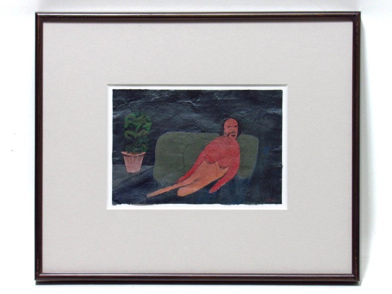 GINZA絵画館】古沢岩美 油絵３号「少女」花冠の裸婦・１９７２年作
