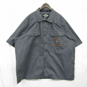  big size 2XL HARLEY DAVIDSON short sleeves work shirt box grade Cross karu Harley Davidson old clothes Vintage 3AU0512