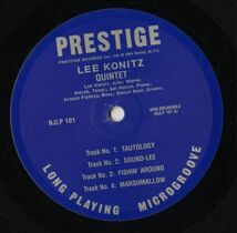 USリイシュー盤 10inch Lee Konitz Quintet / Lennie Tristano Quintet - S.T. [Prestige PRLP101] 51年録音 リー・コニッツ COOL JAZZ_画像2