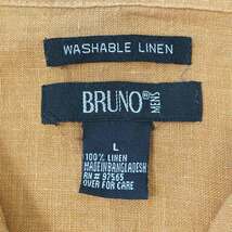 BRUNO 00's 半袖 オープンカラーシャツ 開襟 ループカラー 無地 リネン 麻 Y2K ビンテージ 古着 (-9830) マスタード / 山吹色 L_画像2