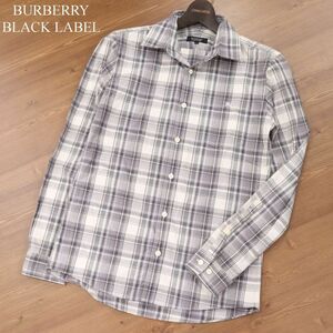 BURBERRY BLACK LABEL バーバリー ブラックレーベル 通年 ホース刺繍★ 長袖 チェック シャツ Sz.1　メンズ　I3T00714_7#C