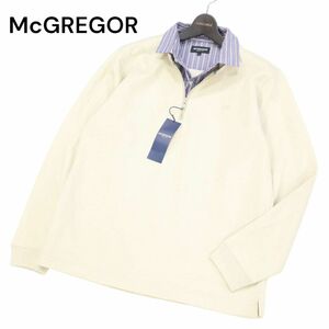 【新品 未使用】 McGREGOR マクレガー ロゴ刺繍★ シャツ レイヤード風 ハーフジップ トレーナー Sz.L　メンズ 定価1.7万　I3T00864_8#E