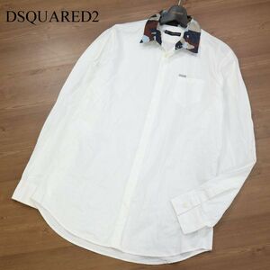 国内正規★ DSQUARED2 ディースクエアード 迷彩 カモフラ切替★ 長袖 シャツ Sz.50　メンズ 白 イタリア製★　I3T00761_8#C