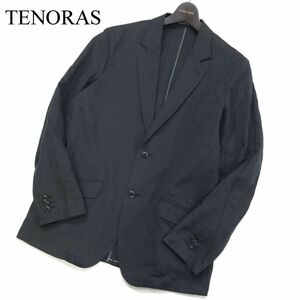 TENORAS メンズティノラス 背抜き★ シルク ストライプ テーラード ジャケット Sz.LARGE　メンズ グレー 日本製　I3T00754_8#M