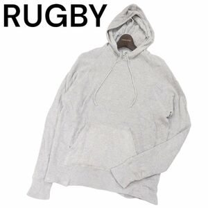 RUGBY ラグビー ラルフローレン 通年 リネン&コットン★ ワッフル プルオーバー パーカー フーディー Sz.S　メンズ グレー　I3T00877_8#F