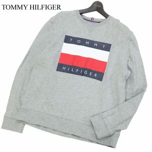 TOMMY HILFIGER トミーヒルフィガー 通年 ビッグ ロゴ★ スウェット トレーナー Sz.XL　メンズ グレー 大きいサイズ　I3T00841_8#I