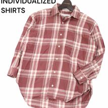 USA製★ INDIVIDUALIZED SHIRTS インディビジュアライズドシャツ 50周年記念★ 春夏 7分袖 チェック シャツ Sz.14　メンズ　I3T00898_8#A_画像1