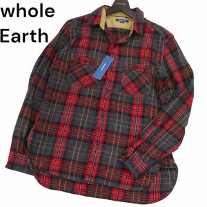 【新品】 whole Earth ホールアース 【PLAYER WOOL SHIRTS】秋冬 長袖 ウール チェック シャツ Sz.L　メンズ アウトドア　I3T00956_8#B