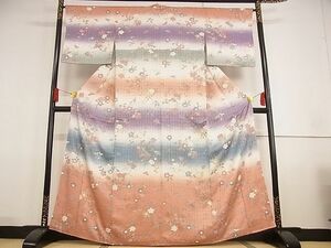 平和屋-こころ店■訪問着　草花文　暈し染め　着丈162cm　裄丈65.5cm　正絹　逸品　A-wj4804