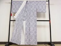 平和屋-こころ店■夏物　小紋　紗　市松舞桜　洗える着物　着丈156cm　裄丈67.5cm　B-ph5285_画像3