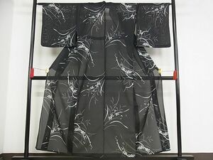 平和屋-こころ店■夏物　小紋　絽　草花文　洗える着物　着丈152cm　裄丈67cm　B-np6050