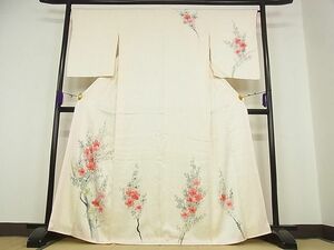 平和屋-こころ店■訪問着　枝梅　着丈164.5cm　裄丈66.5cm　正絹　逸品　B-dk4938