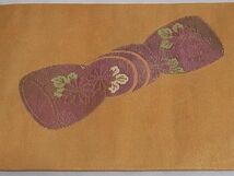 平和屋-こころ店■九寸名古屋帯　流水花文　金糸　引箔　正絹　逸品　A-sx7002_画像5