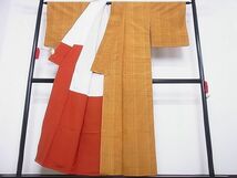 平和屋-こころ店■上質な紬　格子　着丈150cm　裄丈65cm　正絹　逸品　B-oa5637_画像3