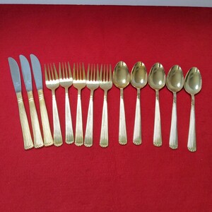 IBW cutlery set total 13 point spoon 5 point Fork 5 point knife 3 point stainless steel Japan Gold color high class fine quality 
