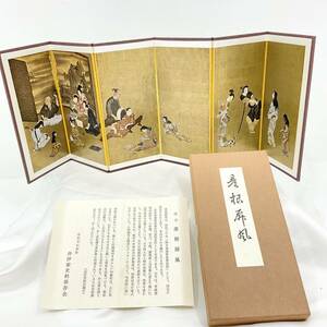 国宝 彦根屏風 紙本金地着色風俗図 縮尺 複製 約48.5×17cm 井伊家史料保存会 昭和レトロ和風(C737)