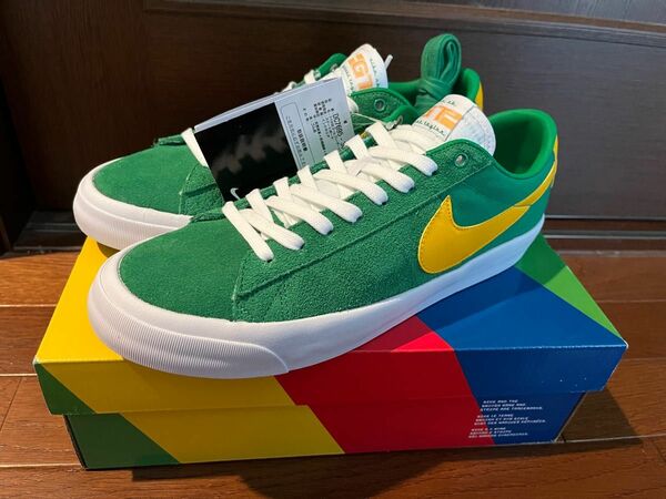 ※値下げ★送料込【未使用】NIKE SB ZOOM BLAZER LOW PRO GT ブレザー 緑×黄色 希少28.5cm