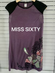 【未使用】MISS SIXTY フレンチスリーブ　ビジュー付き　膝丈ワンピース