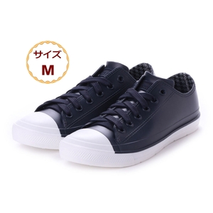  rain sneakers rain shoes low cut race up shoes casual lady's woman waterproof navy 19066-nav-M ( 23.0 ~ 23.5cm )