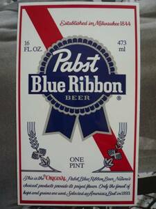 新品◆U.S.限定パブスト・ブルーリボン 【Pabst Blue Ribbon】輸入Bigステッカー◆生産終了