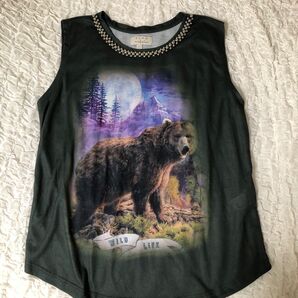 ZARA★プリントタンクトップ★シルバービーズ付 未使用 ビジュー トップス