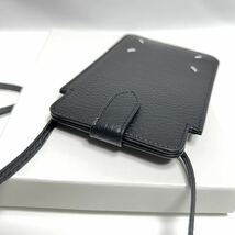 新品 メゾンマルジェラ 22SS 4ステッチ レザー スマートフォン ポーチ iphone ケース ネックポーチ ブラック モバイル ネック ショルダー_画像5