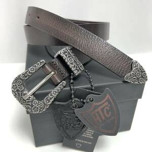 75 new goods HTC H tea si- leather studs belt tea 30 silver metallic ru stamp buckle Hollywood Trading Company leather belt 