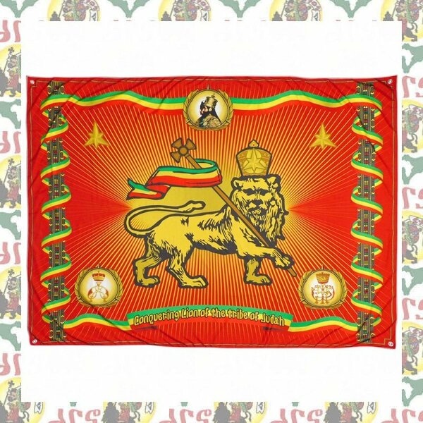 【drs】ラスタ旗 Conquering Lion of The Tribe of Judah 200cm x 150cm 壁飾り レゲエ フラッグ ライオン ラスタ JAH ETHIOPIA MOA AMBESS