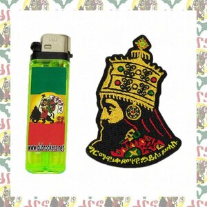 刺繍アイロンワッペン drspatch-a65 エチオピア ハイレセラシエ皇帝 ジャマイカ ラスタ ラスタカラー レゲエファッション ラスタファッショ