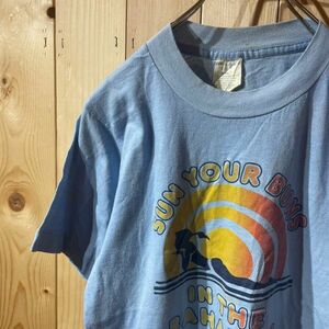 [KY674] 80's 90's US古着 半袖Ｔシャツ レディース ライトブルー M ポス