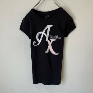 [KWT634] A/X ARMANI EXCHANGE 半袖プリントTシャツ ブラック レディース S ポス